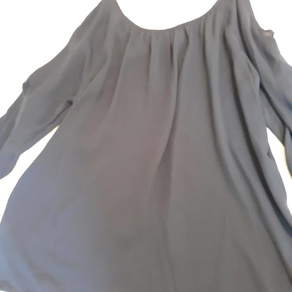 Cold Shoulder Top 3/4 Sleeve Lace Insert Boho Size Medium Spaghetti Straps - Picture 4 of 7